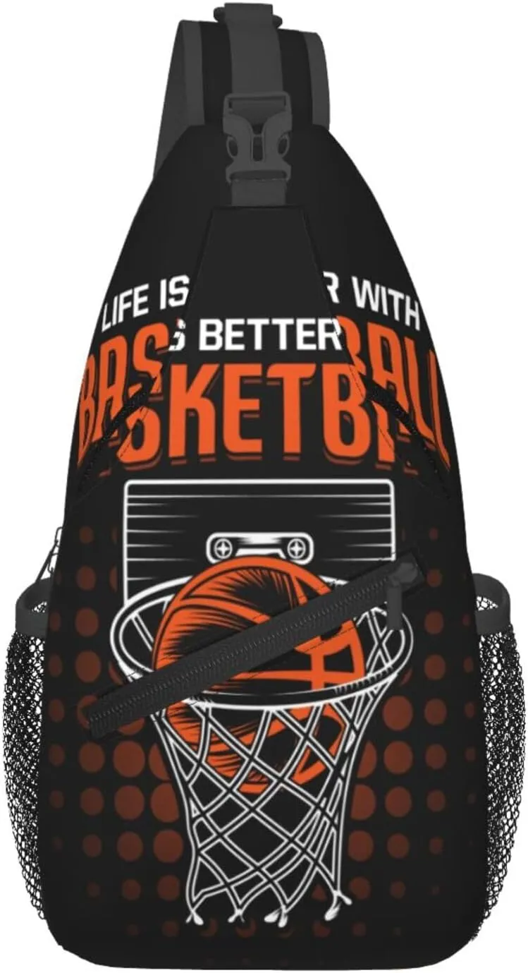 Life Is Better With Basketball Chest Bags Crossbody Sling Bag Shoulder Bag Travel Hiking Daypack For Men Women