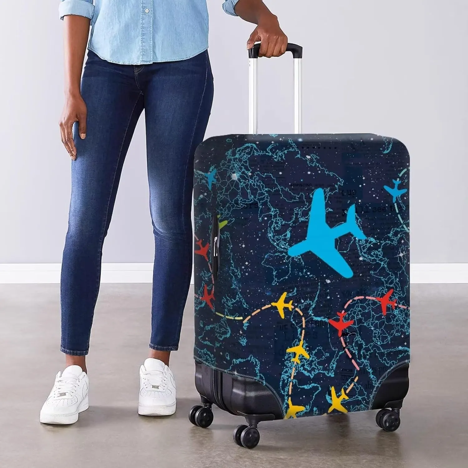 Lightweight Suitcase Cover - Fashion Luggage Covers with Stylish Prints Anti-Scratch Design Lightweight for Airplane Checked Bags Airplane