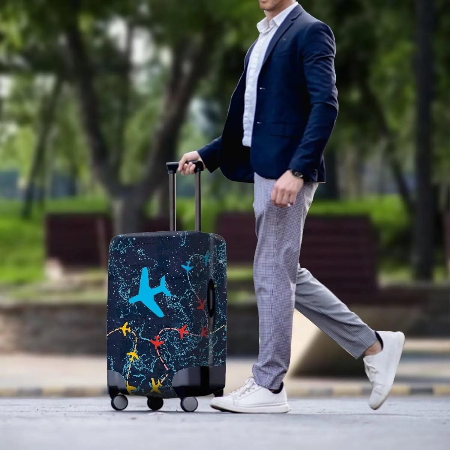 Lightweight Suitcase Cover - Fashion Luggage Covers with Stylish Prints Anti-Scratch Design Lightweight for Airplane Checked Bags Airplane