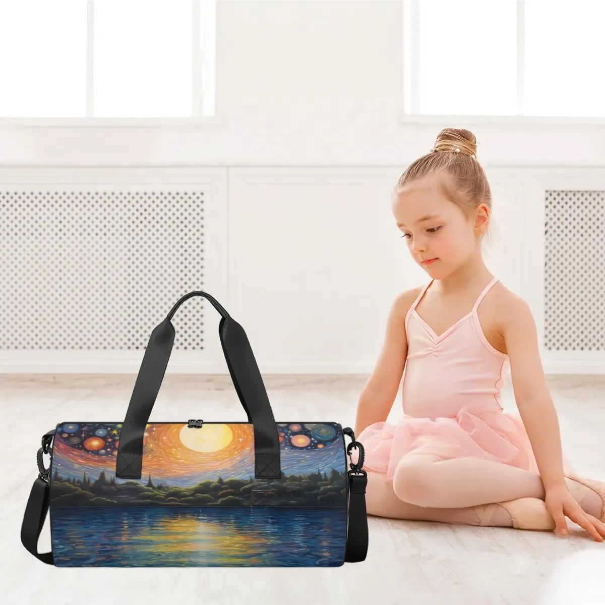Lightweight Travel Duffle Bag Abstract Sky Lake Gym Bag for Women Men Stylish Small Duffle Bag for Fitness Yoga Travel Overnight Sport