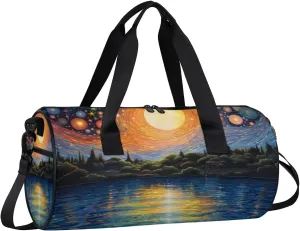 Lightweight Travel Duffle Bag Abstract Sky Lake Gym Bag for Women Men Stylish Small Duffle Bag for Fitness Yoga Travel Overnight Sport