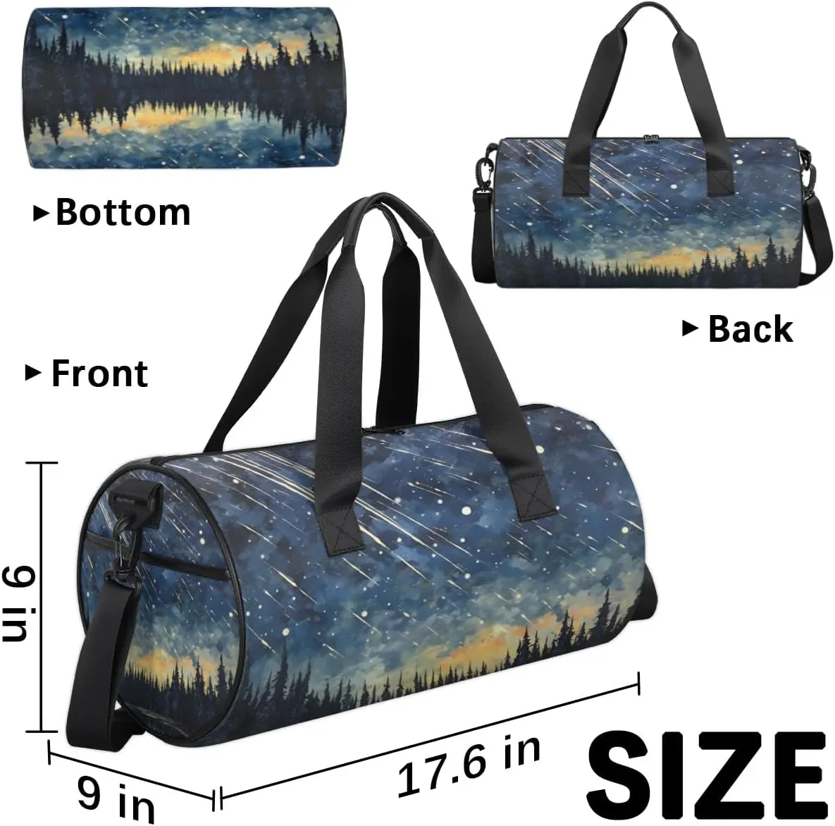 Lightweight Travel Duffle Bag Beautiful Starry Sky Gym Bag for Women Men Stylish Small Duffle Bag for Fitness Yoga Travel Overnight Sport