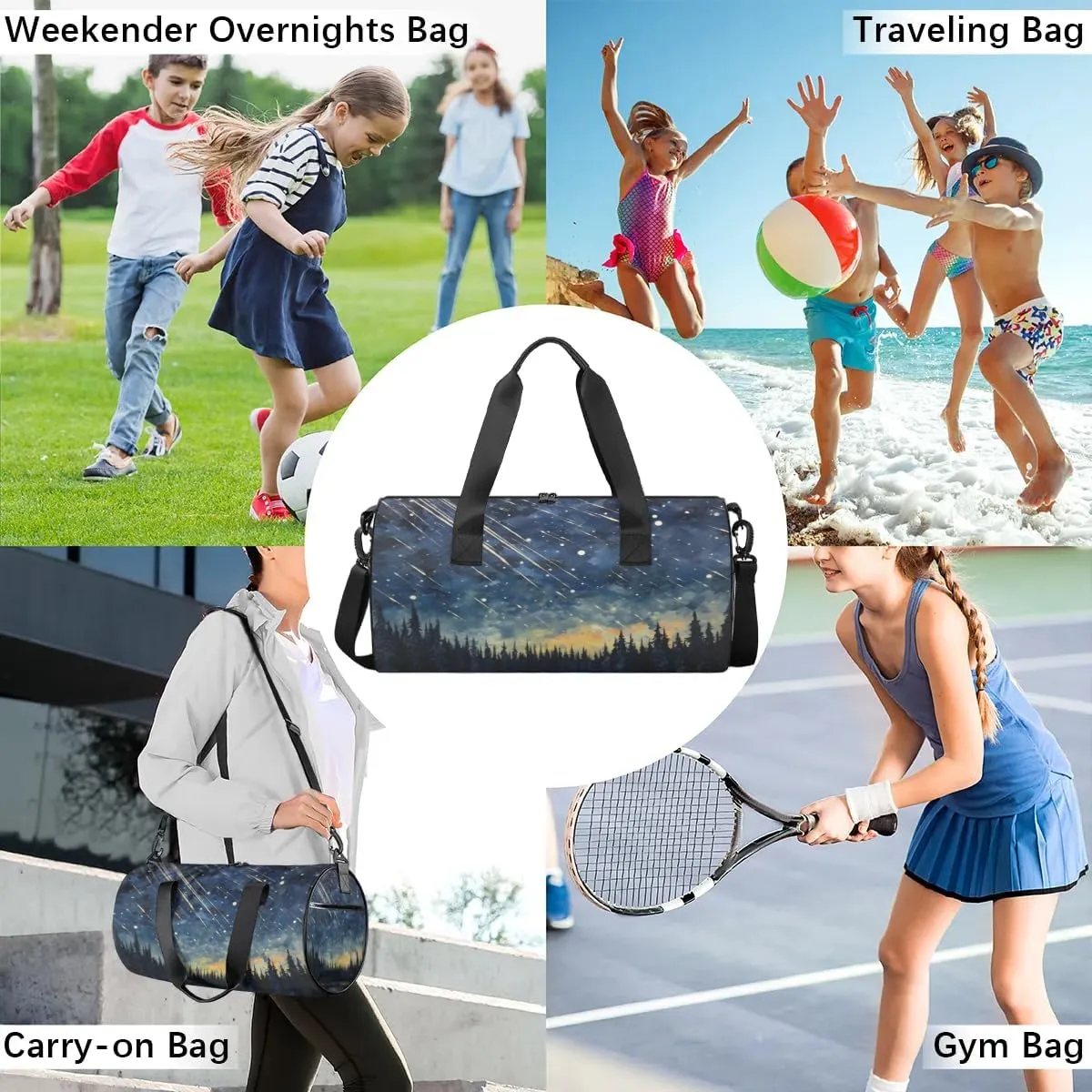 Lightweight Travel Duffle Bag Beautiful Starry Sky Gym Bag for Women Men Stylish Small Duffle Bag for Fitness Yoga Travel Overnight Sport