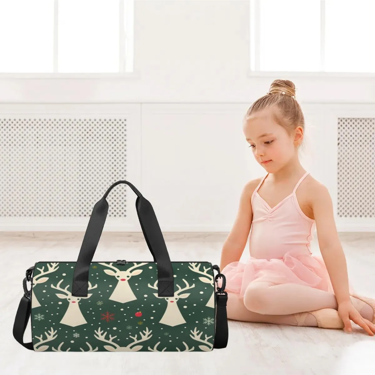 Lightweight Travel Duffle Bag Christmas Deer Prints Gym Bag for Women Men Stylish Small Duffle Bag for Fitness Yoga Travel Overnight Sport
