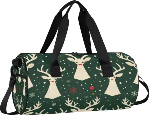 Lightweight Travel Duffle Bag Christmas Deer Prints Gym Bag for Women Men Stylish Small Duffle Bag for Fitness Yoga Travel Overnight Sport