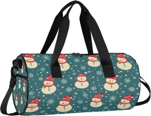 Lightweight Travel Duffle Bag Christmas Snowman Snowflakes Gym Bag for Women Men Stylish Small Duffle Bag for Fitness Yoga Travel Overnight Sport