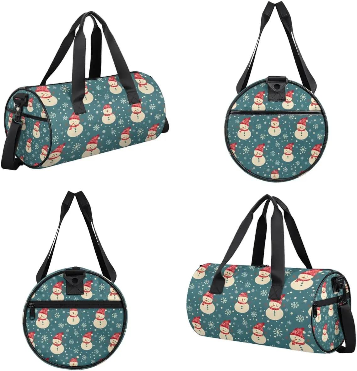 Lightweight Travel Duffle Bag Christmas Snowman Snowflakes Gym Bag for Women Men Stylish Small Duffle Bag for Fitness Yoga Travel Overnight Sport