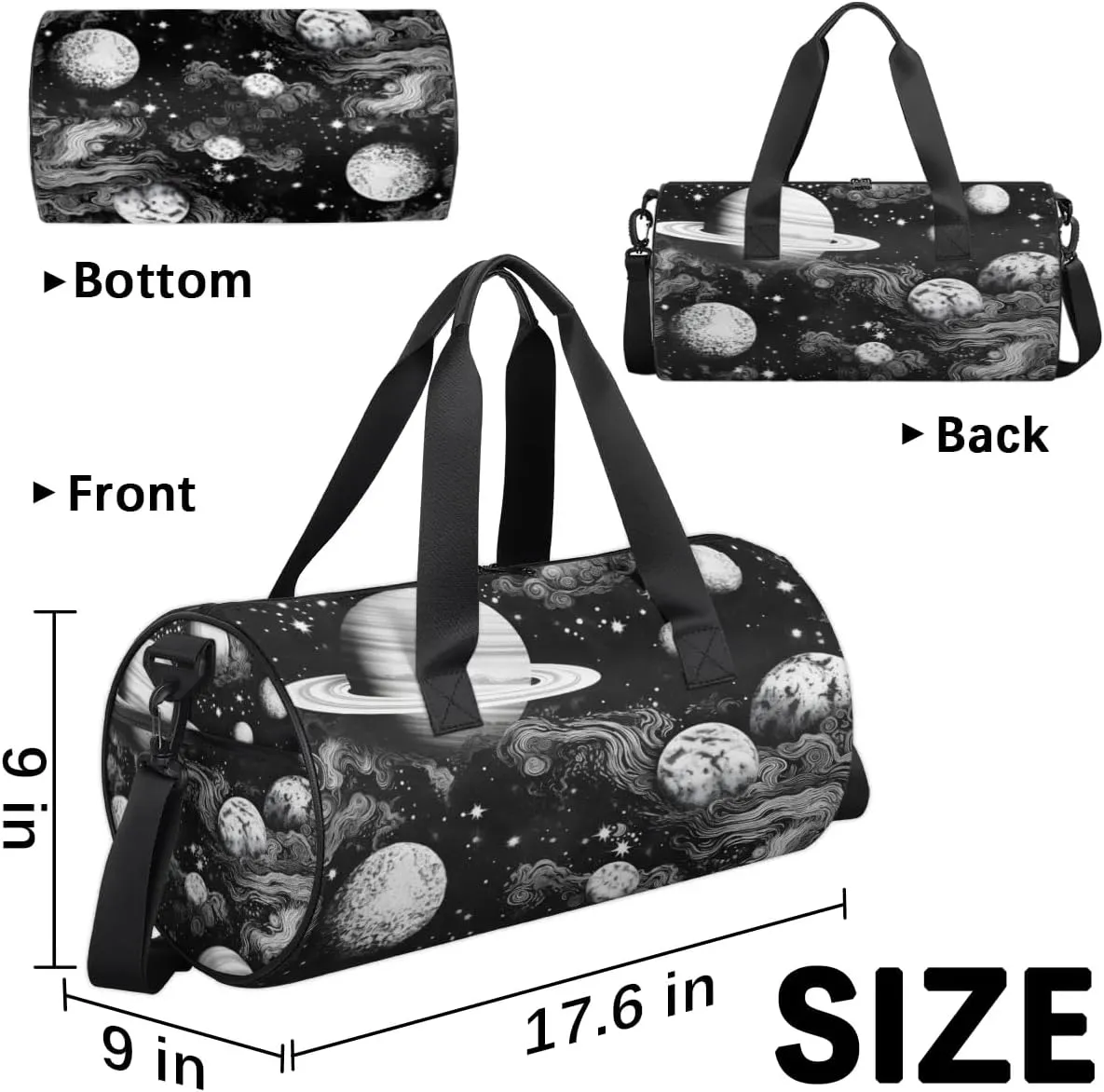 Lightweight Travel Duffle Bag Mysterious Planets Gym Bag for Women Men Stylish Small Duffle Bag for Fitness Yoga Travel Overnight Sport