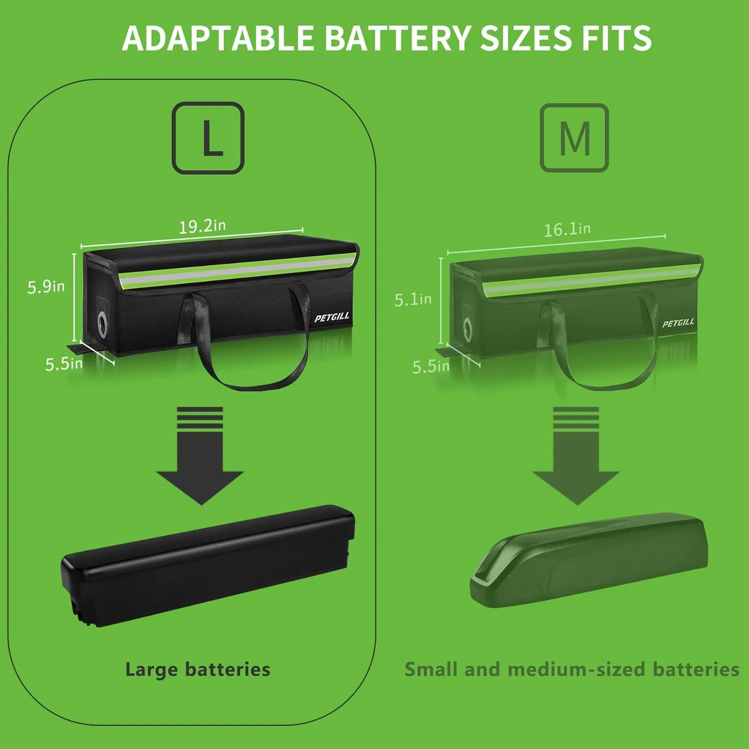 Lipo Fireproof Safe Ebike Accessories Battery Charging bag - Explosionproof - Large Capacity - Lithium Battery Storage Guard Pouch/Case - (L 19.2x5.5x5.9Inches)