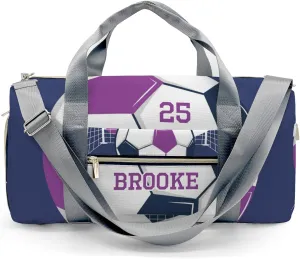Live Love Soccer Purple Personalized Travel Duffel Bag Custom Foldable Waterproof Overnight Bag for Gym Sport Ball Bags Travel Assistant