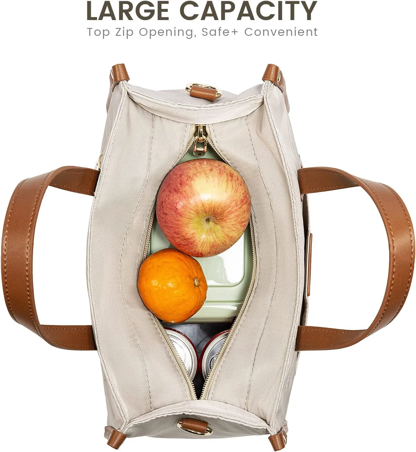 LOVEVOOK Lunch Bag Women Office Work,Lightweight Lunch Tote Bag for Picnic,Fashionable to Match,Nude-Apricot,S