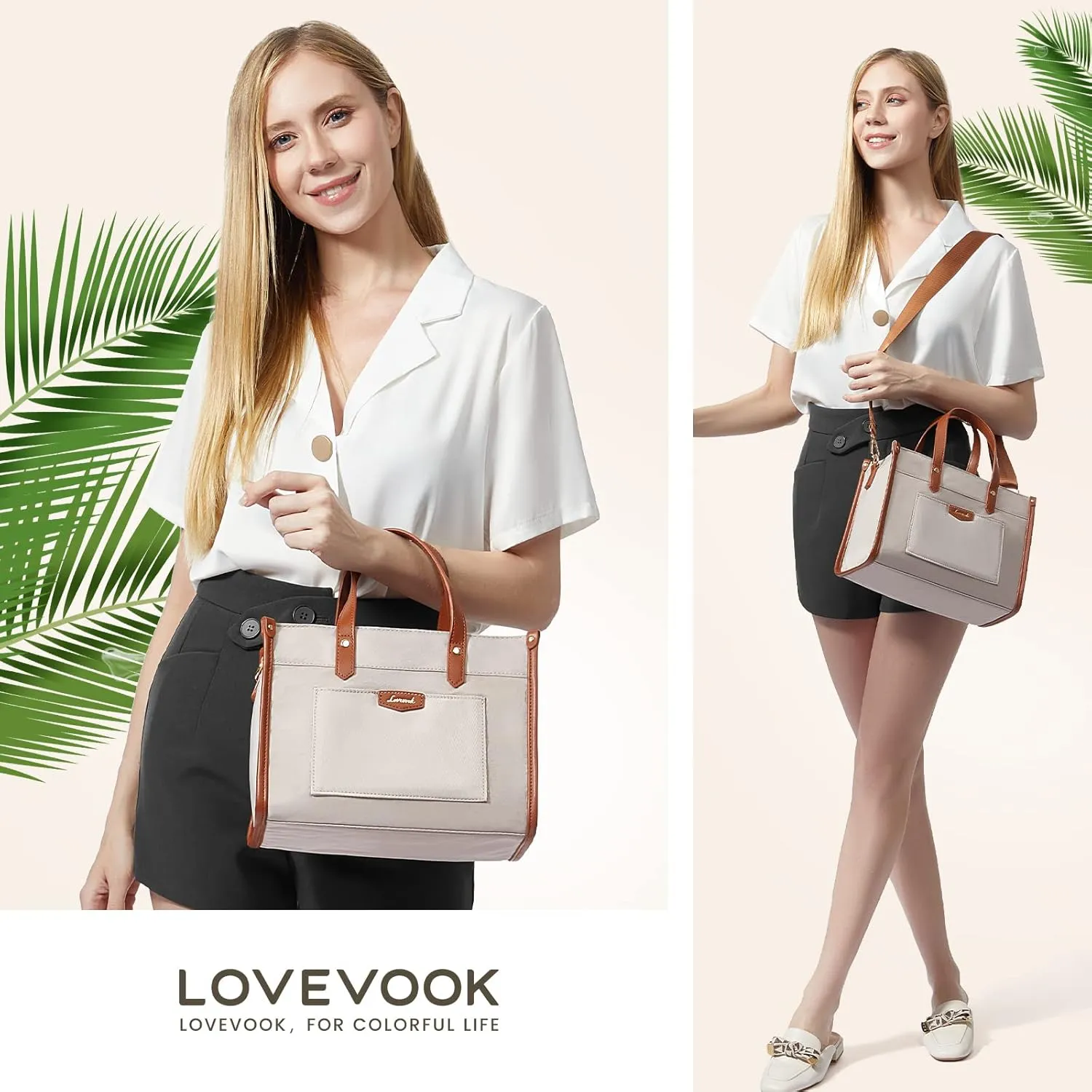 LOVEVOOK Lunch Bag Women Office Work,Lightweight Lunch Tote Bag for Picnic,Fashionable to Match,Nude-Apricot,S