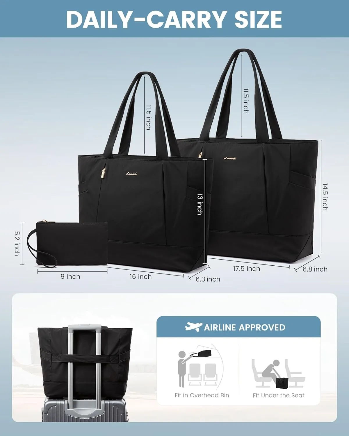 LOVEVOOK Tote Bag for Women Work Travel, Lightweight Teacher Work Tote Bag With Zipper With Laptop Compartment, Nurse Handbag