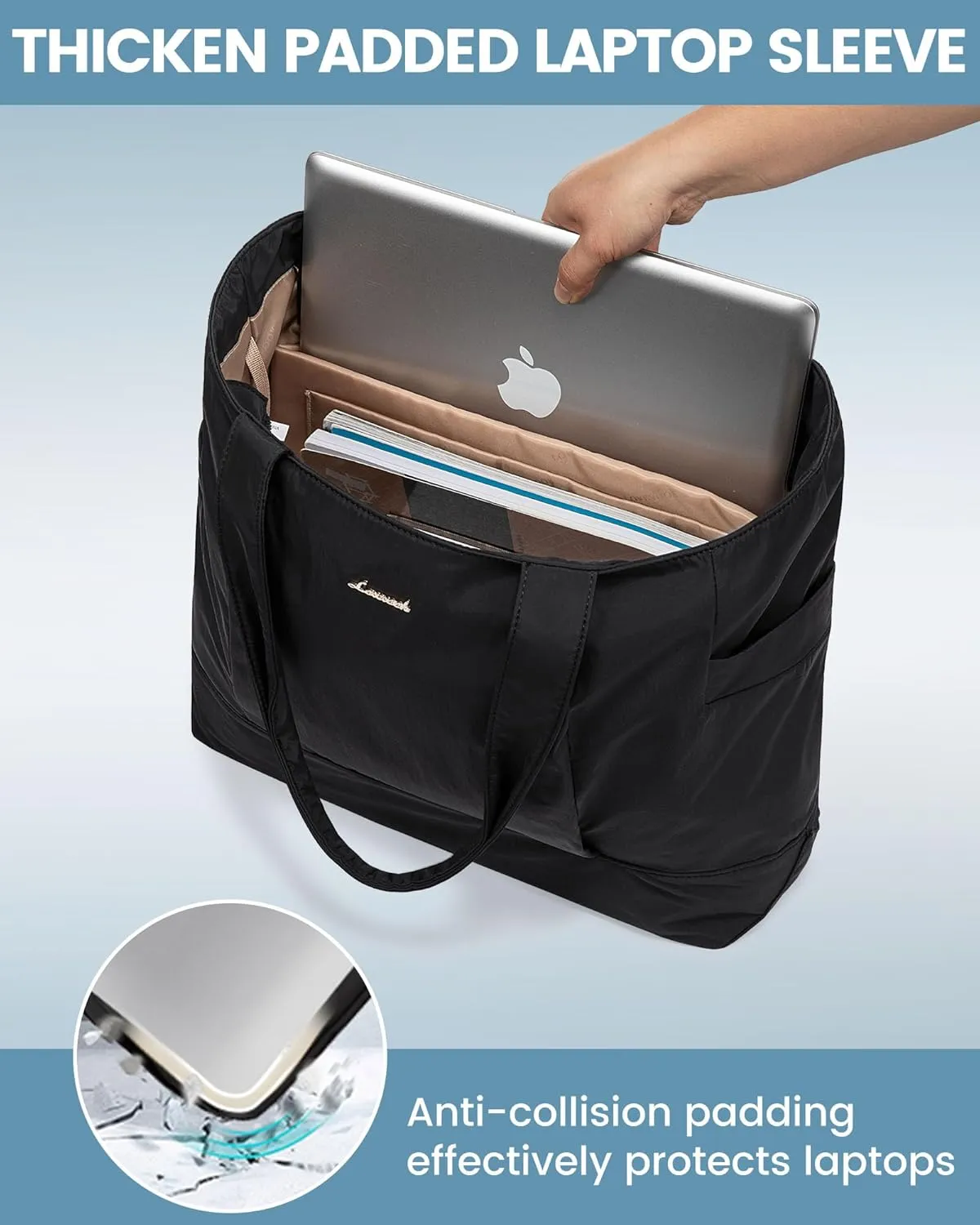 LOVEVOOK Tote Bag for Women Work Travel, Lightweight Teacher Work Tote Bag With Zipper With Laptop Compartment, Nurse Handbag