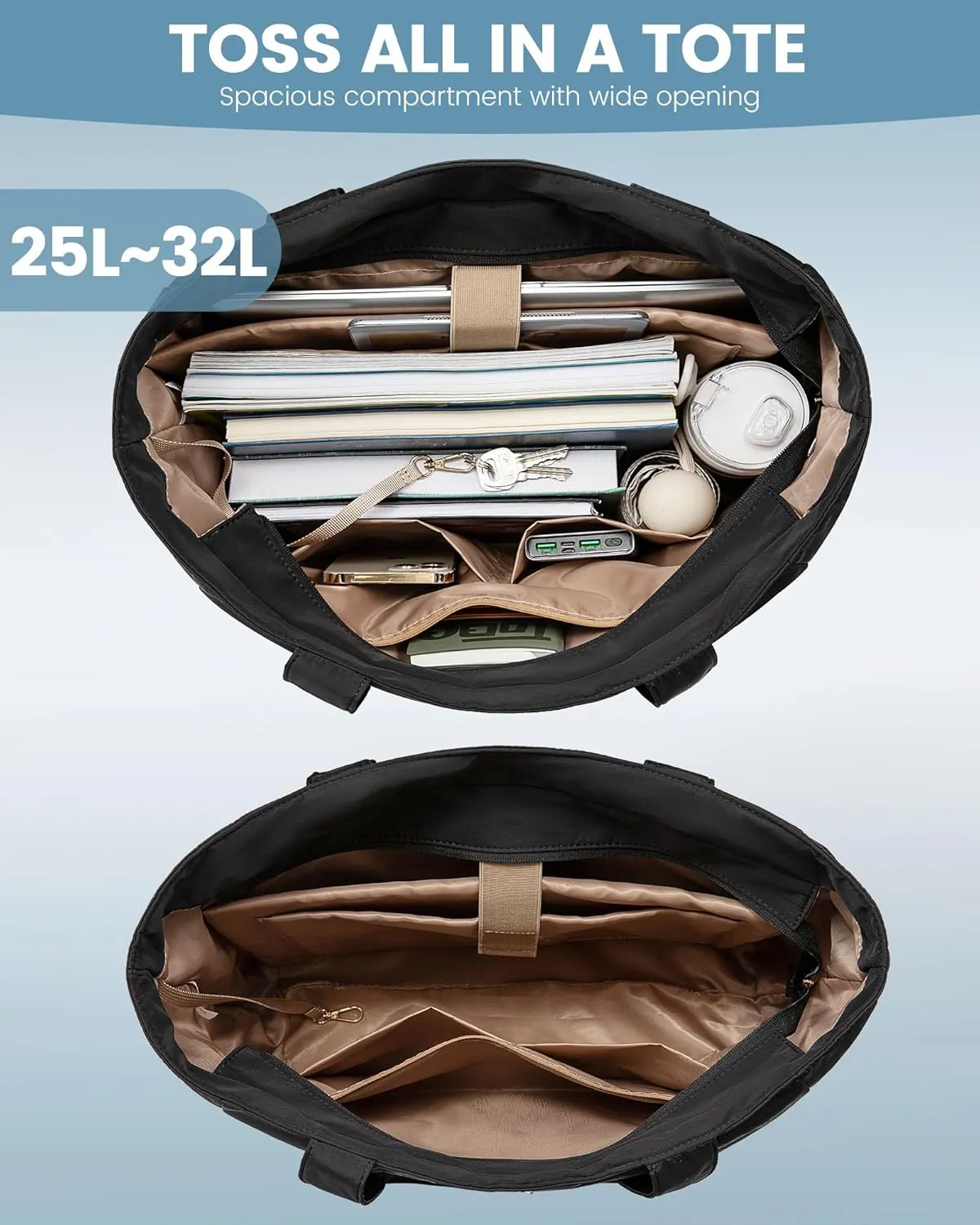 LOVEVOOK Tote Bag for Women Work Travel, Lightweight Teacher Work Tote Bag With Zipper With Laptop Compartment, Nurse Handbag