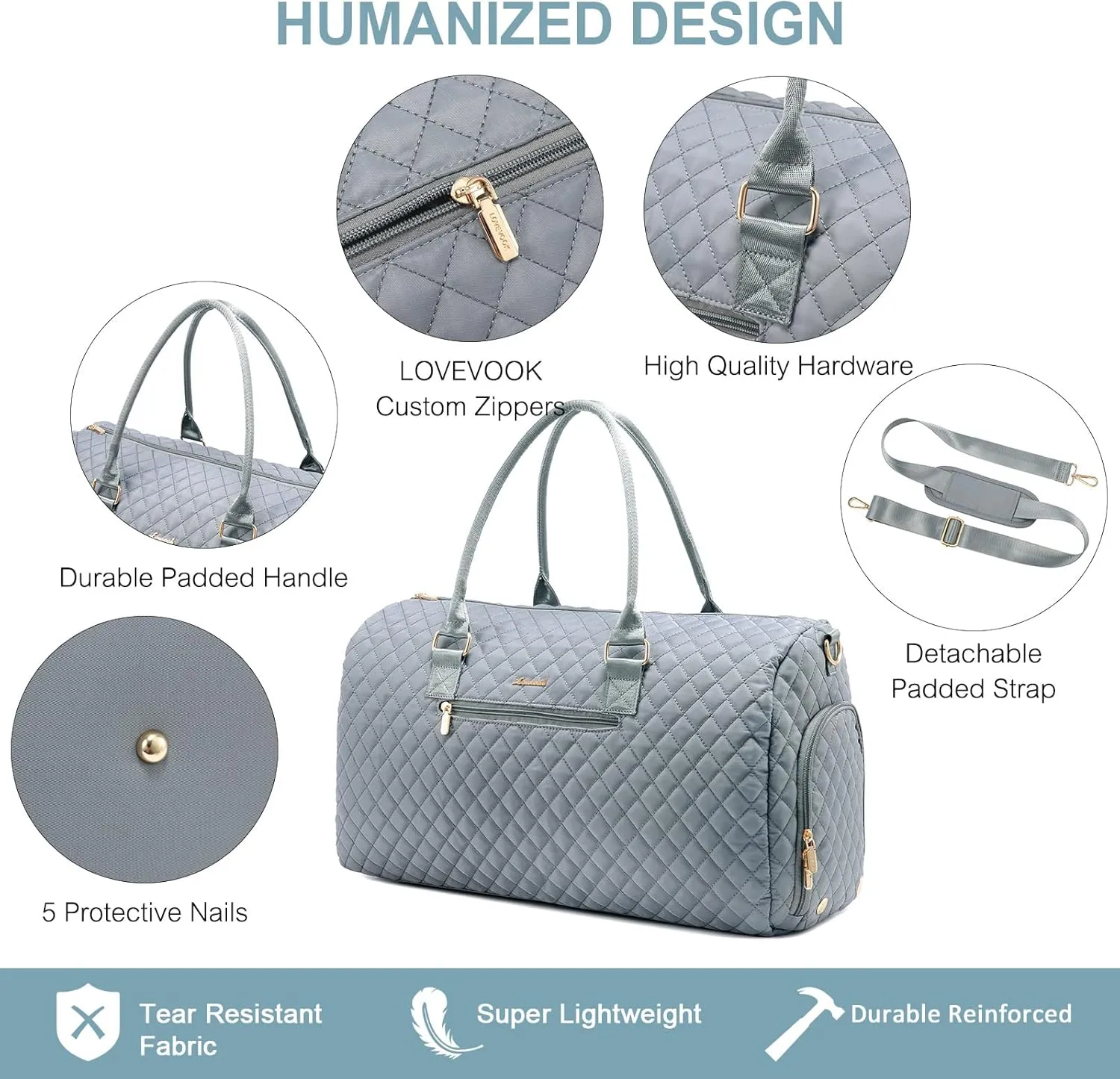 LOVEVOOK Travel Duffle & Weekender Bag for Women - Carry On, Overnight, Gym & Mommy Hospital Bag with Toiletry & Shoe Compartment
