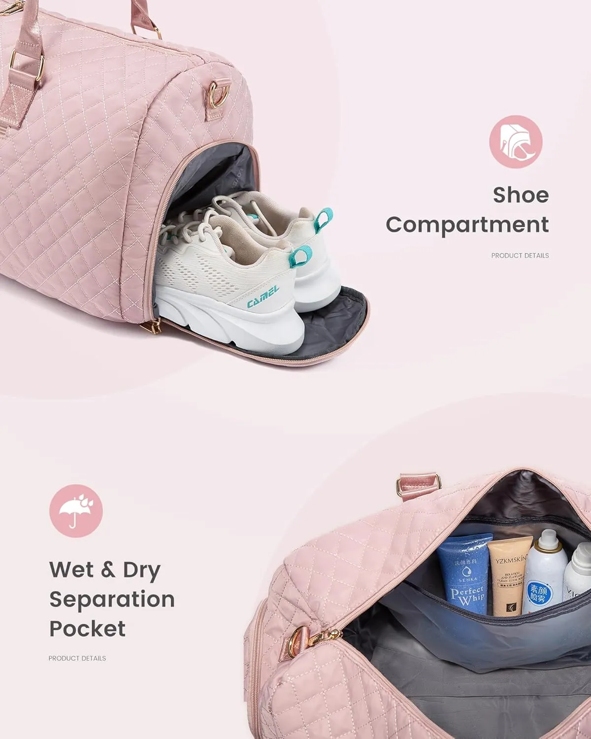 LOVEVOOK Travel Duffle Bag, Weekender Bag for Women with Toiletry Bag, Carry on Overnight Bag with Shoe Compartment, Gym Duffel Bag with Wet Pocket, Mommy Hospital Bags for Labor and Delivery