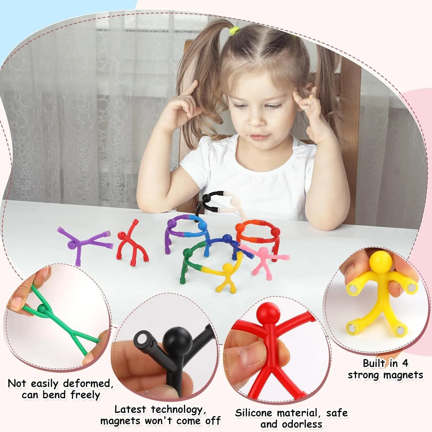 LOVIMAG 20Pcs Fridge Magnets Men, Cute Refrigerator Magnet Man, Fun Magnetic Toys Humanoid Magnet Toys for Kids, Colorful Magnetic People Magnets Adults for Locker