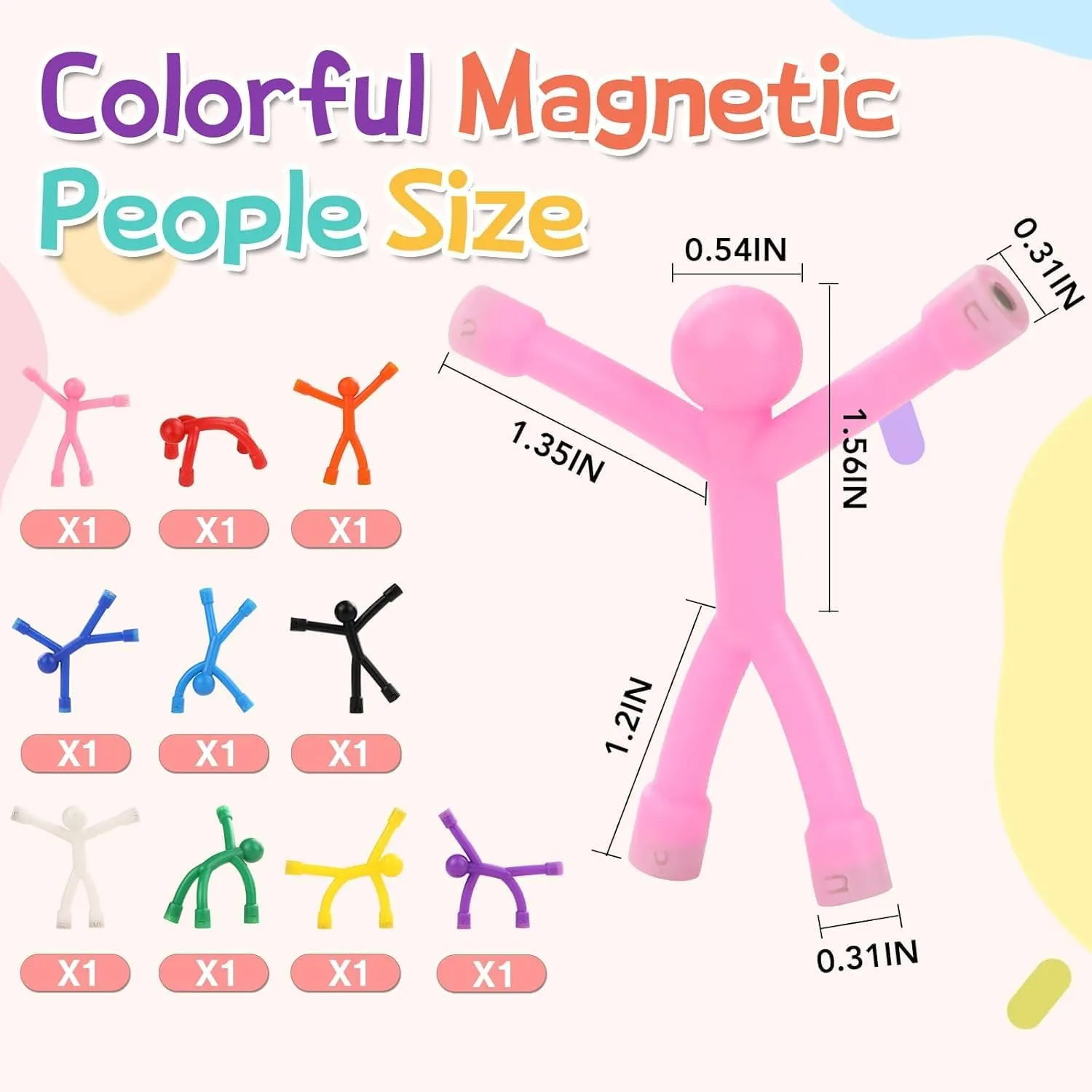 LOVIMAG 20Pcs Fridge Magnets Men, Cute Refrigerator Magnet Man, Fun Magnetic Toys Humanoid Magnet Toys for Kids, Colorful Magnetic People Magnets Adults for Locker