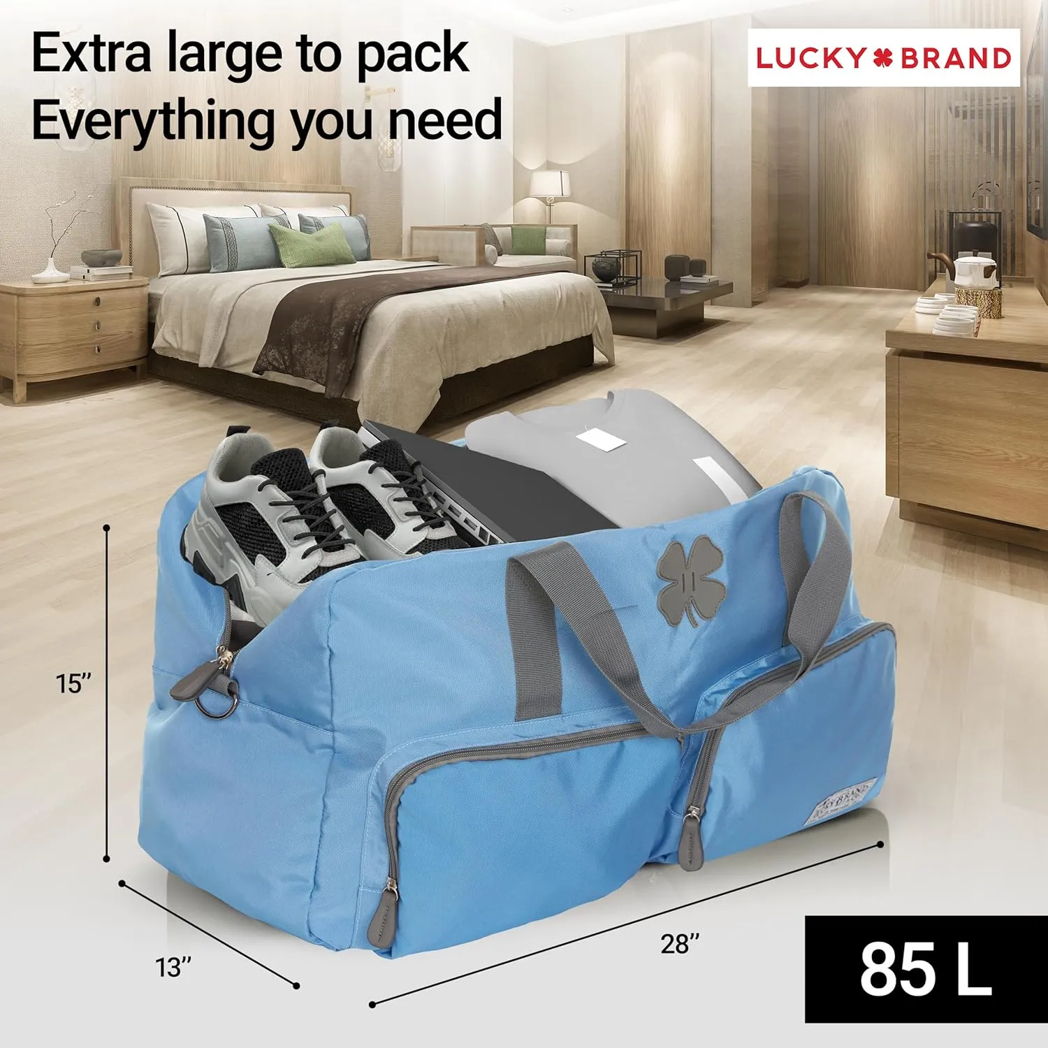 Lucky Travel Duffel Bags 85L, Gym Bag, Travel Bag & Large Duffle Bag for Men, Foldable Overnight Weekender Bags for Women & Men with Adjustable Shoulder Strap,