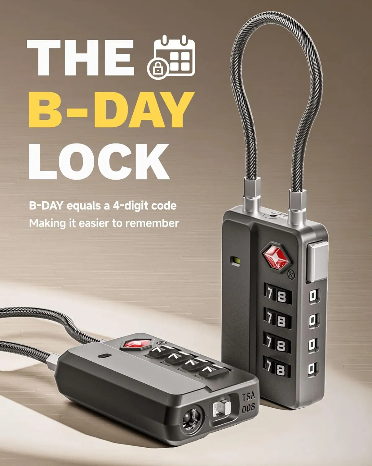 LUGGEX TSA Approved Luggage Locks, 4-Digit Combination Lock with One-Button Reset - Secure Travel & Gym Locker Lock for Suitcases, Backpacks, Bags | Durable Travel Accessories Gift