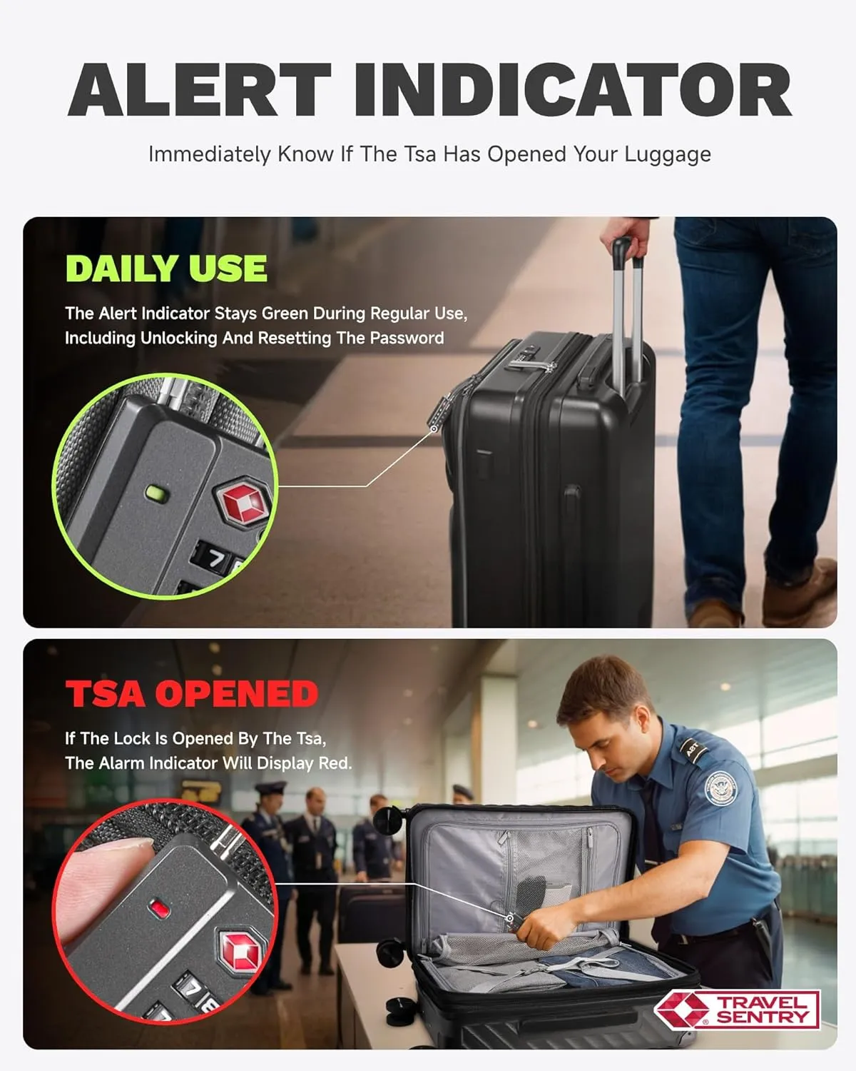 LUGGEX TSA Approved Luggage Locks, 4-Digit Combination Lock with One-Button Reset - Secure Travel & Gym Locker Lock for Suitcases, Backpacks, Bags | Durable Travel Accessories Gift