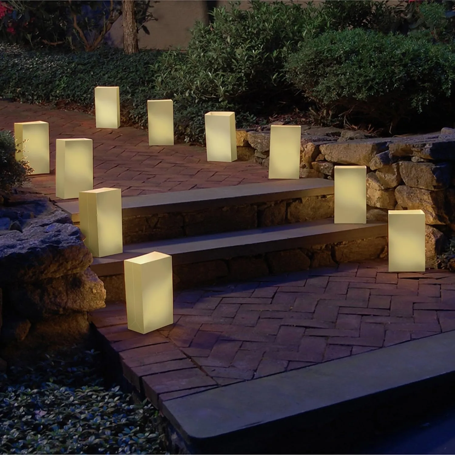 LumaBase Paper Luminaria Bags, Gold - Set of 24
