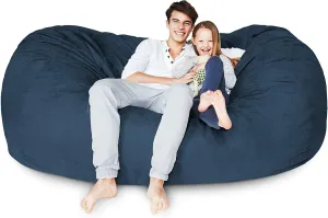 Lumaland Luxury Microsuede Outer Cover for Bean Bags Machine Washable 7-Foot Bean Bag Cover with Inlay in Navy Blue Cover and Inlay ONLY
