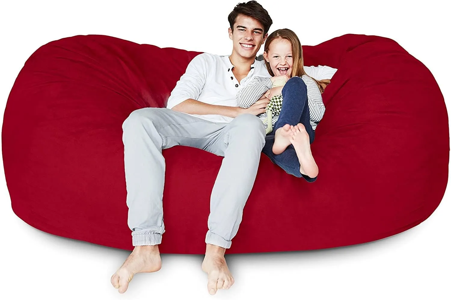 Lumaland Luxury Microsuede Outer Cover for Bean Bags Machine Washable 7-Foot Bean Bag Cover with Inlay in Red Cover and Inlay ONLY