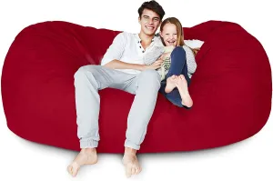 Lumaland Luxury Microsuede Outer Cover for Bean Bags Machine Washable 7-Foot Bean Bag Cover with Inlay in Red Cover and Inlay ONLY