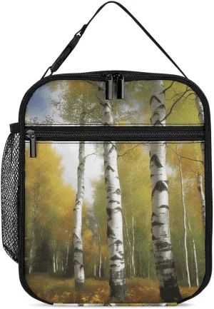 Lunch Bag Birch Trees Lunch Box Portable Lunchbox Lunch Tote Bag Small Leakproof Cooler for Work Picnic Travel