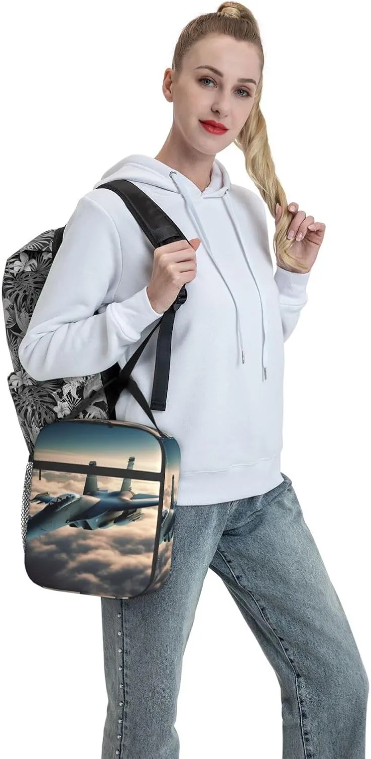 Lunch Bag Lunch Box For Women Men Reusable Insulated Lunch Tote Bag Aircraft Fighter Jets Leakproof Cooler Bag Portable Cooler Lunch Container For Picnic Travel