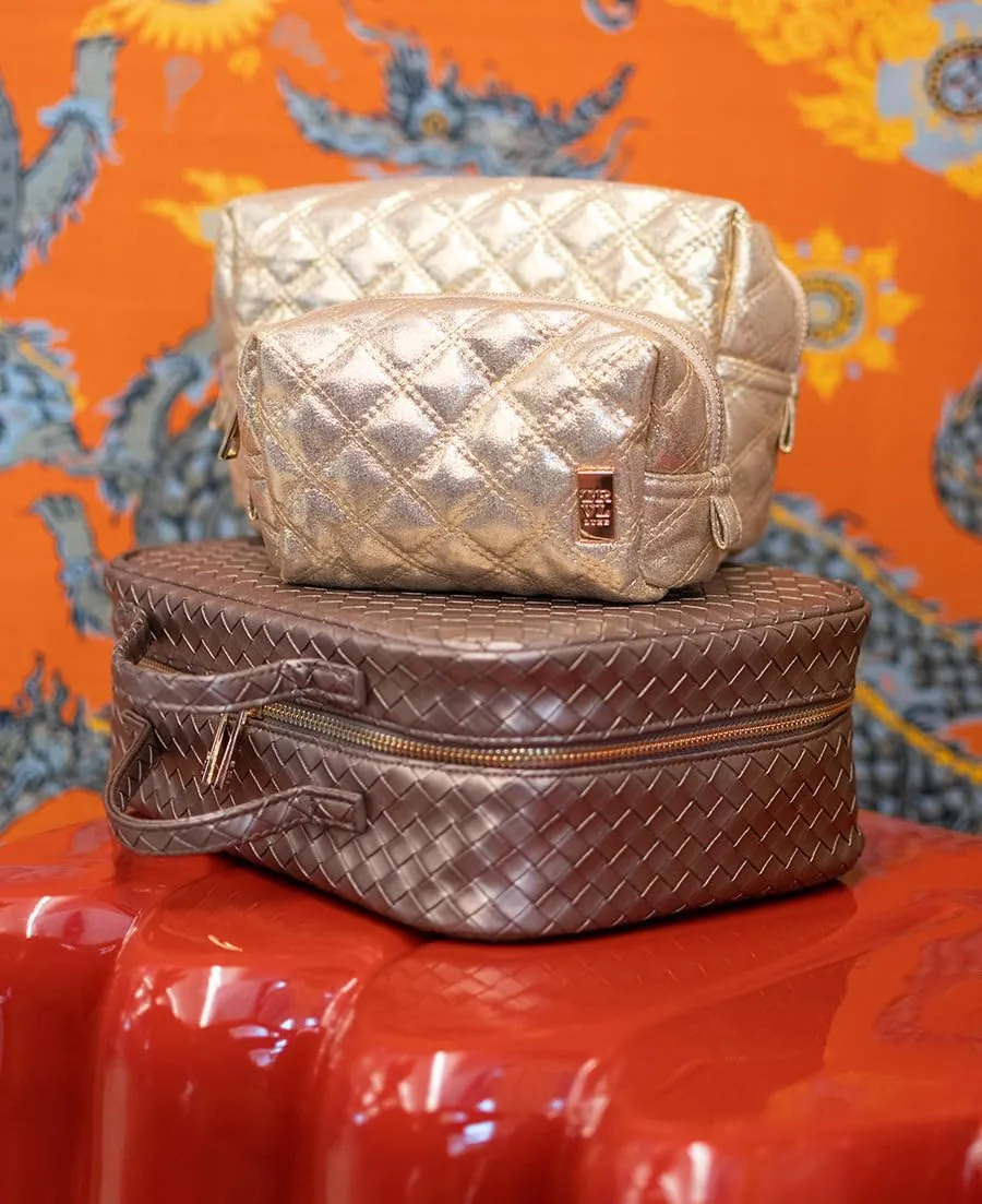 Luxe Duo Dome Cosmetic Set - Collection - Quilted Gold