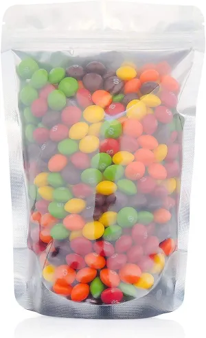 LZLPACKING 100 Pieces resealable Mylar Bags with Clear Front Window,Smell Proof Edible Packaging,Sample ziplock Stand up Pouches Bags for Food Storage(5×8 Inch/12.7 x 20.3cm)