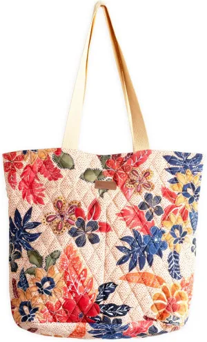 Maison d' Hermine Shopping Bags Cotton Quilted Tote Bag with Zipper Pockets Small Pouch Reusable Grocery Bag Work Travel