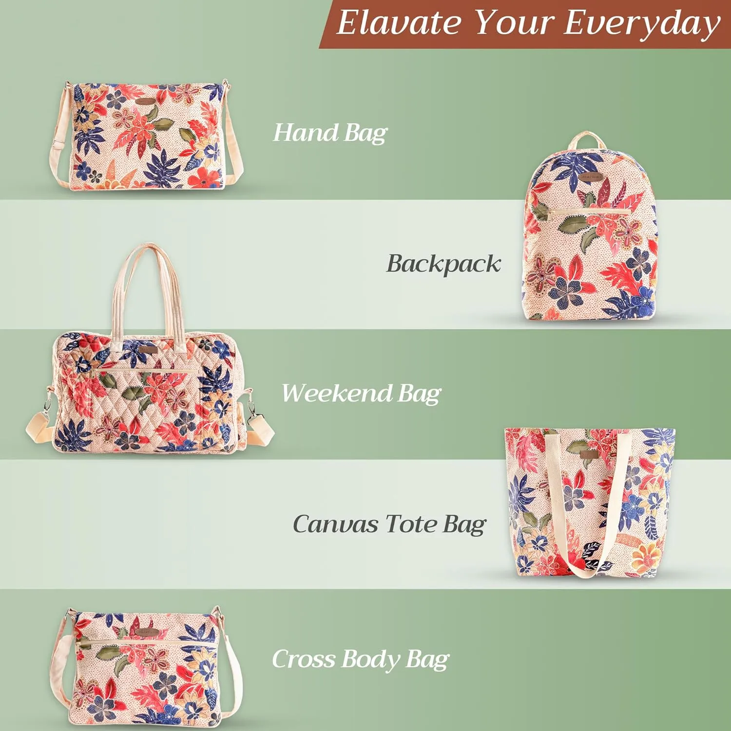 Maison d' Hermine Shopping Bags Cotton Quilted Tote Bag with Zipper Pockets Small Pouch Reusable Grocery Bag Work Travel