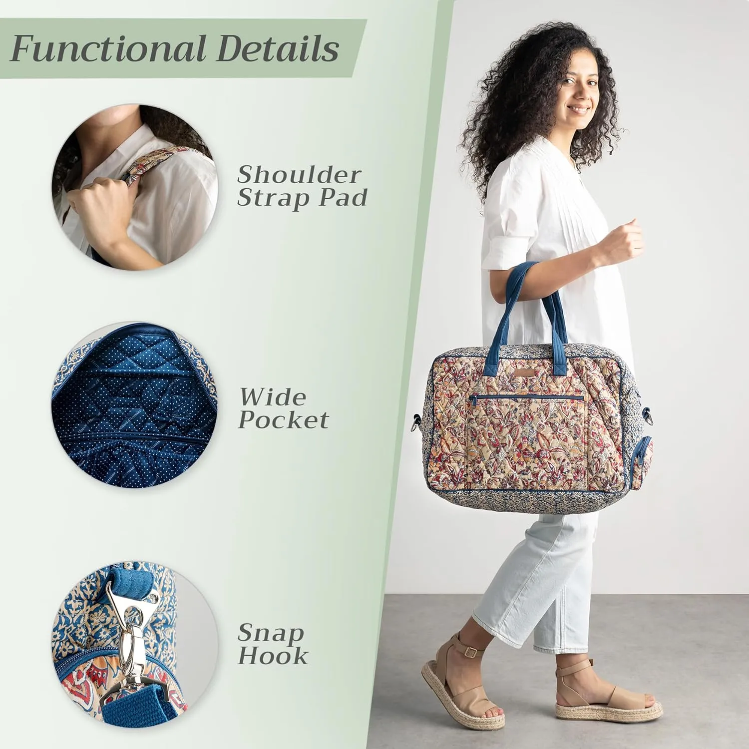 Maison d' Hermine Weekender Bags for Women Cotton Quilted Duffel Overnight Luggage Weekend Bag for Men Gym Sports Gifts Travel Business Travellers Family Trip