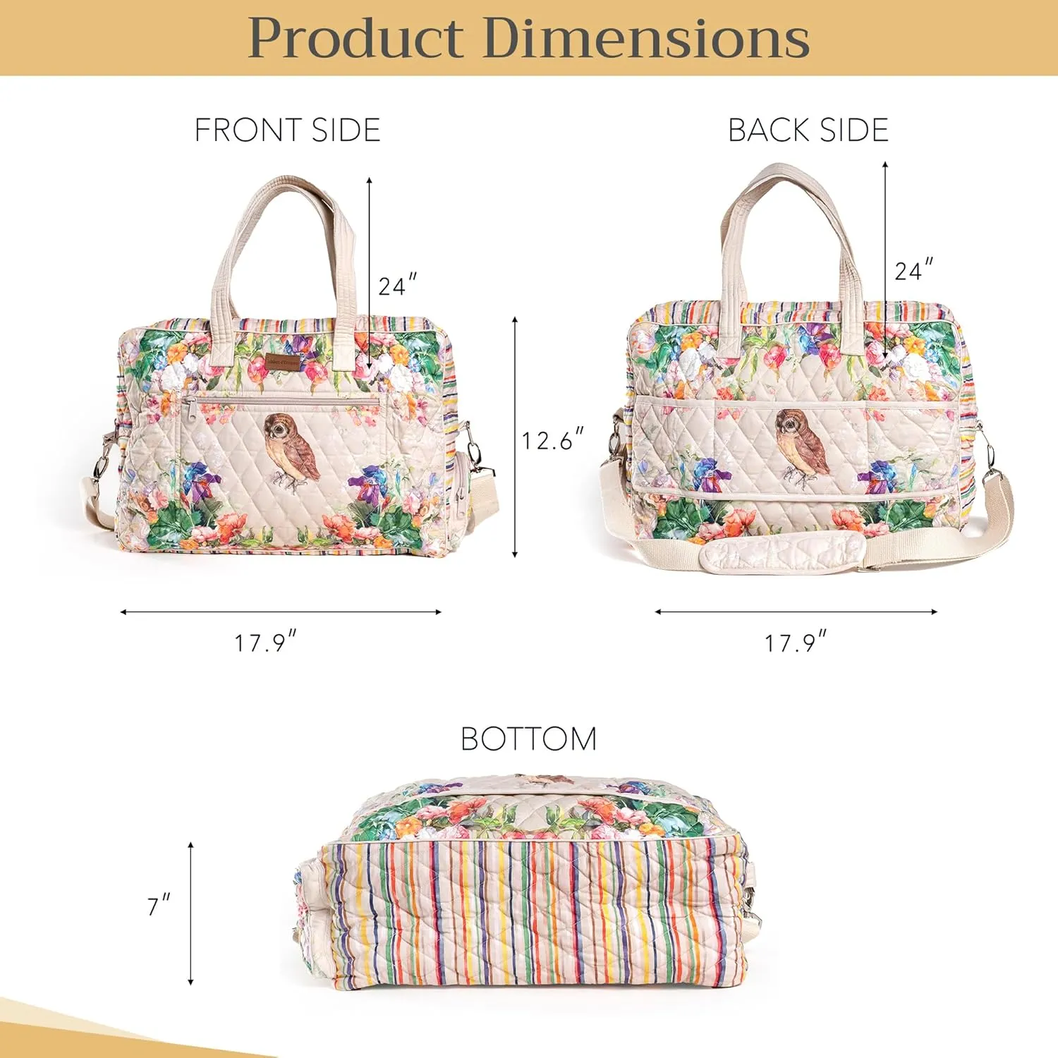 Maison d' Hermine Weekender Bags for Women Cotton Quilted Duffel Overnight Luggage Weekend Bag for Men Gym Sports Gifts Travel Business Travellers Family Trip