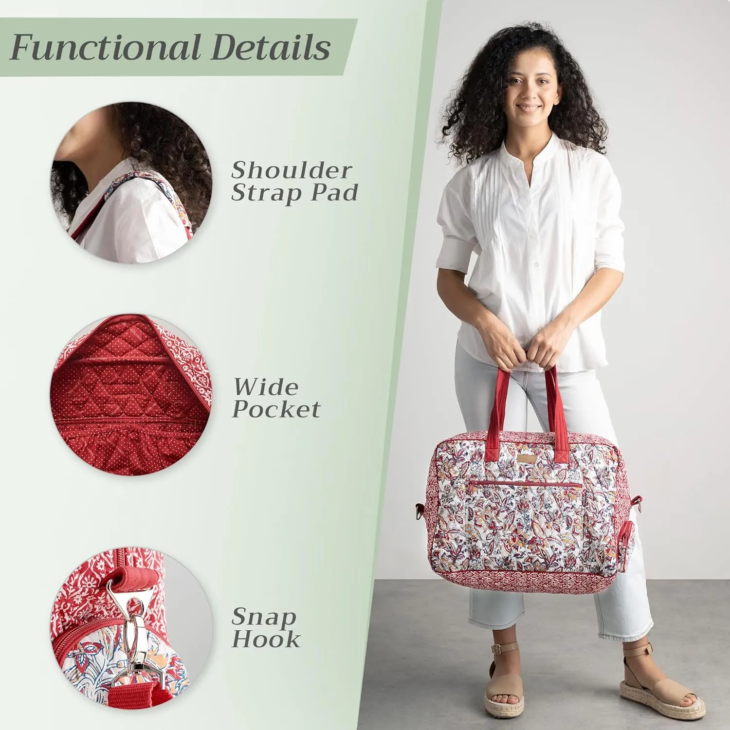 Maison d' Hermine Weekender Bags for Women Cotton Quilted Duffel Overnight Luggage Weekend Bag for Men Gym Sports Gifts Travel Business Travellers Family Trip