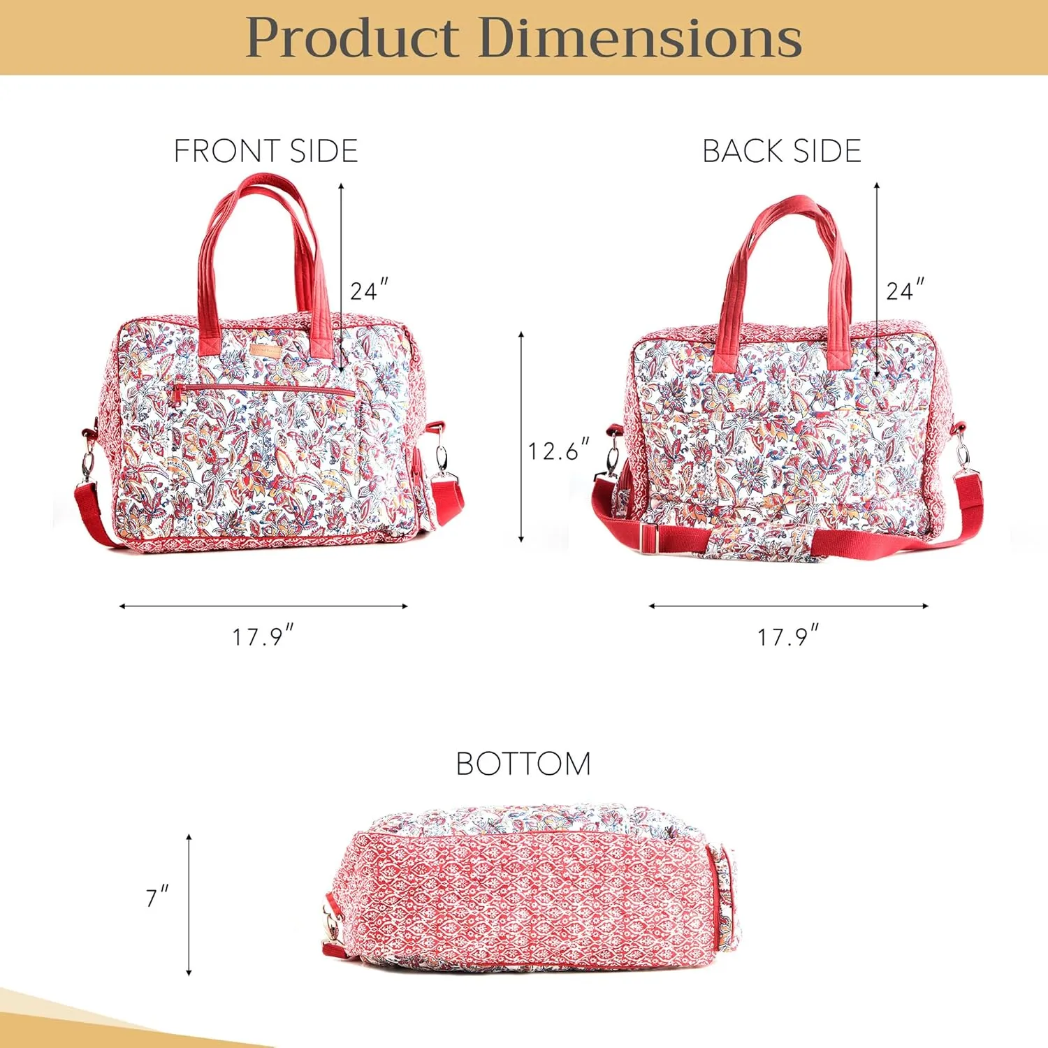 Maison d' Hermine Weekender Bags for Women Cotton Quilted Duffel Overnight Luggage Weekend Bag for Men Gym Sports Gifts Travel Business Travellers Family Trip