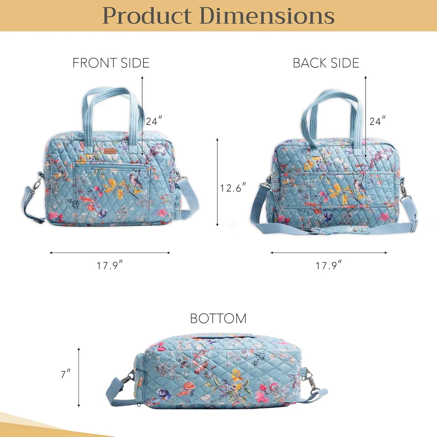 Maison d' Hermine Weekender Bags for Women Cotton Quilted Duffel Overnight Luggage Weekend Bag for Men Gym Sports Gifts Travel Business Travellers Family Trip