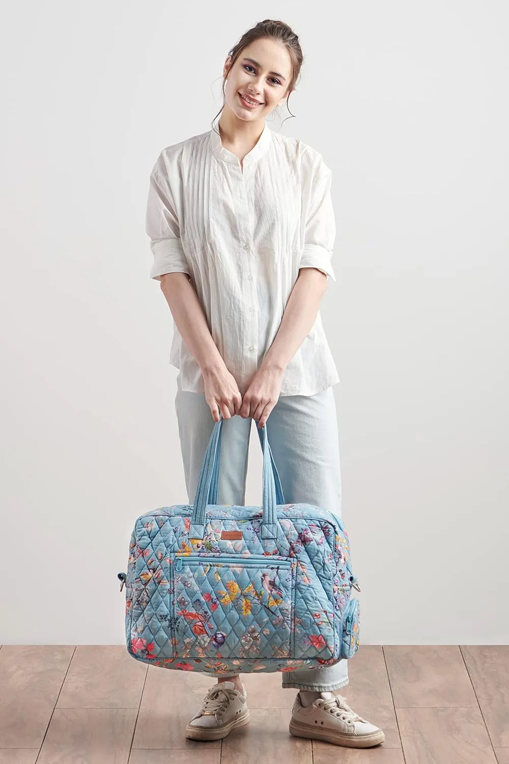 Maison d' Hermine Weekender Bags for Women Cotton Quilted Duffel Overnight Luggage Weekend Bag for Men Gym Sports Gifts Travel Business Travellers Family Trip