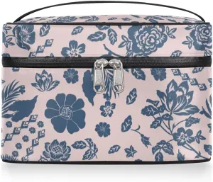 Makeup Travel Bag Organizer Toiletry Bag for Women Portable Cosmetic Storage Case with Handle, Large Capacity Lightweight Toiletries Brush Zipper Bag - Abstract Flowers