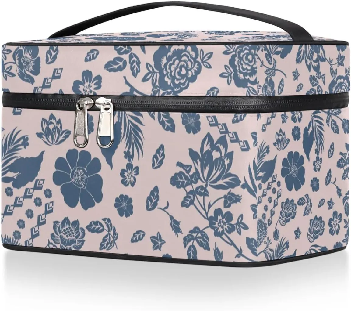 Makeup Travel Bag Organizer Toiletry Bag for Women Portable Cosmetic Storage Case with Handle, Large Capacity Lightweight Toiletries Brush Zipper Bag - Abstract Flowers