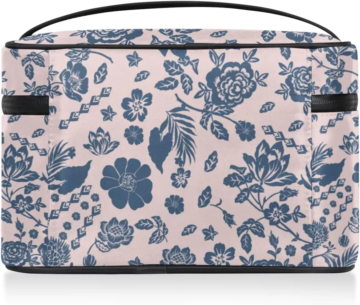 Makeup Travel Bag Organizer Toiletry Bag for Women Portable Cosmetic Storage Case with Handle, Large Capacity Lightweight Toiletries Brush Zipper Bag - Abstract Flowers