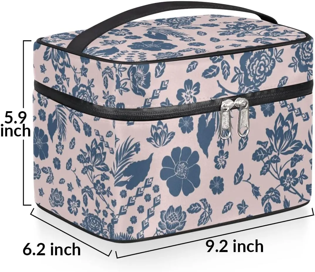 Makeup Travel Bag Organizer Toiletry Bag for Women Portable Cosmetic Storage Case with Handle, Large Capacity Lightweight Toiletries Brush Zipper Bag - Abstract Flowers