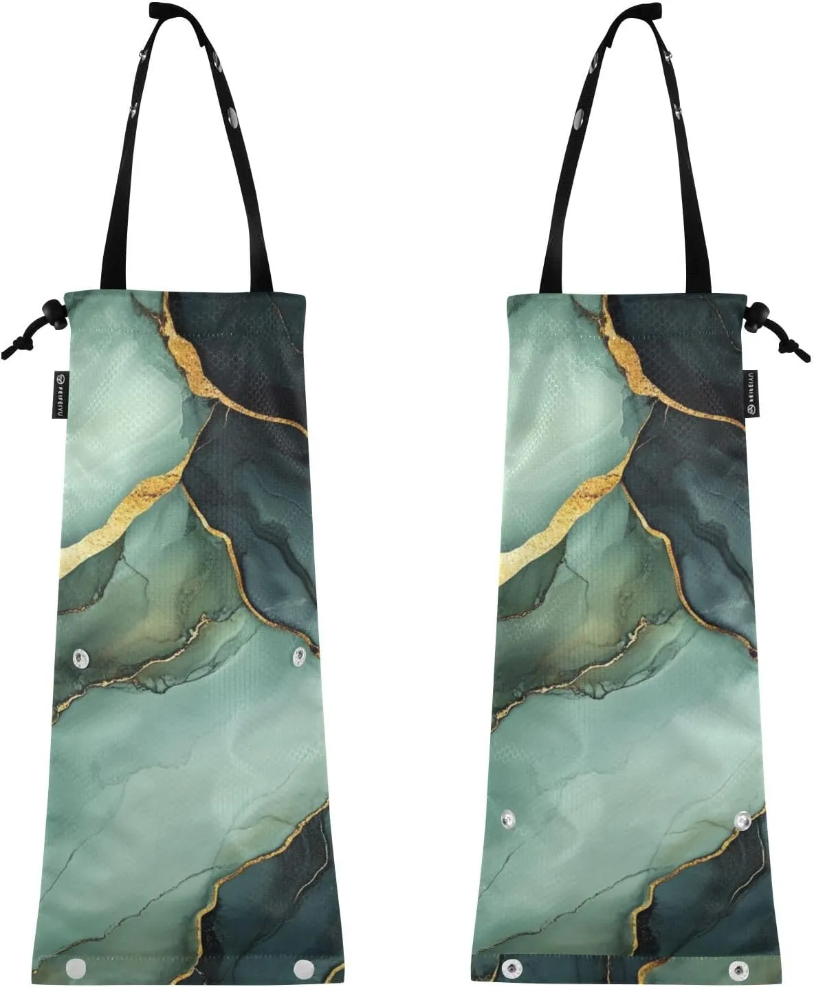 Marble Sage Green Black Car Garbage Bag Hanging Vehicle Trash Bag Travel Garbage For Car 2 Pack Garbage For Cars