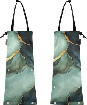 Marble Sage Green Black Car Garbage Bag Hanging Vehicle Trash Bag Travel Garbage For Car 2 Pack Garbage For Cars