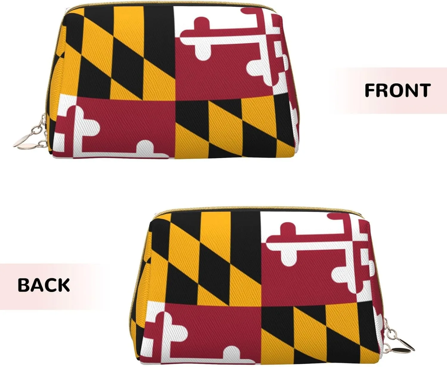 Maryland State Flagmakeup Bag Organizer,Toiletry Cosmetic Bag,Zipper Pouch Brushes Storage Case(Large)