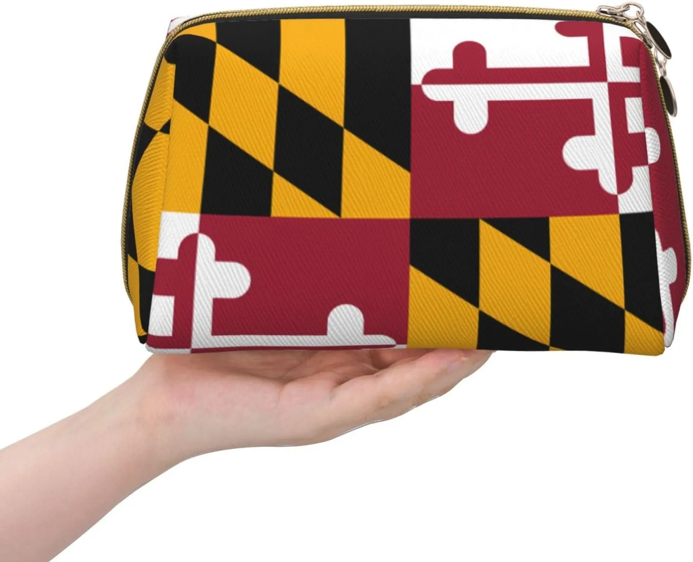 Maryland State Flagmakeup Bag Organizer,Toiletry Cosmetic Bag,Zipper Pouch Brushes Storage Case(Large)